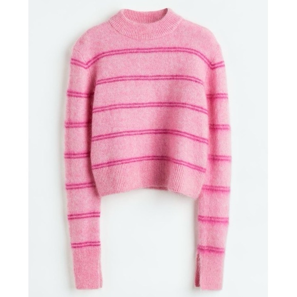 H&M Mohair-blend jumper Wool/Alpaca blend Pink Striped - Picture 1 of 7